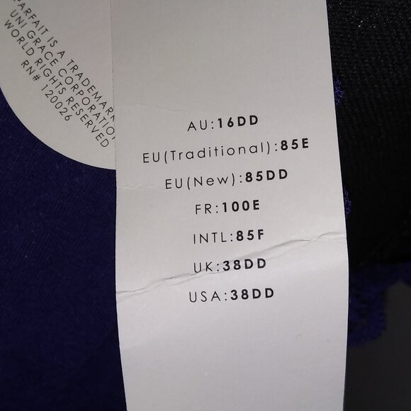 Parfait Navy Blue Wire Free Lace Stretch Bralette 38DD P5641 New/Tags - Picture 5 of 11